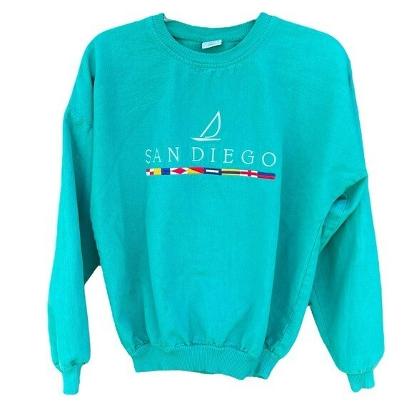 VTG Crazy Shirts SAN DIEGO Embroidered Crewneck Sweatshirt Sailing Flags Small