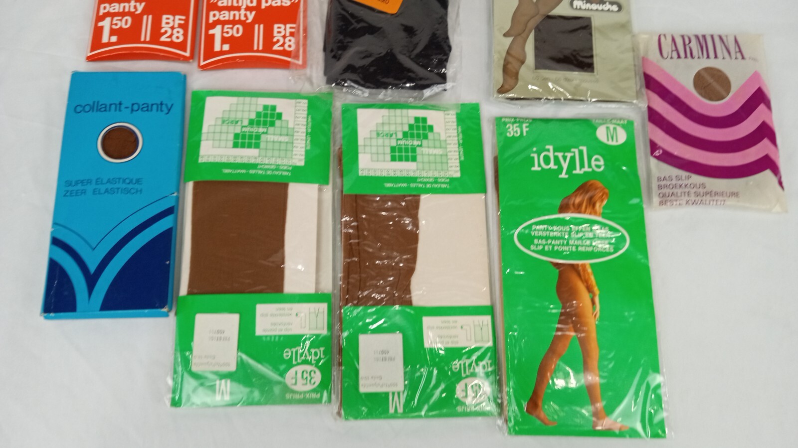 80’s VTG NOS EU market Pantyhose sheer stockings set of 9 lot Holland ,France