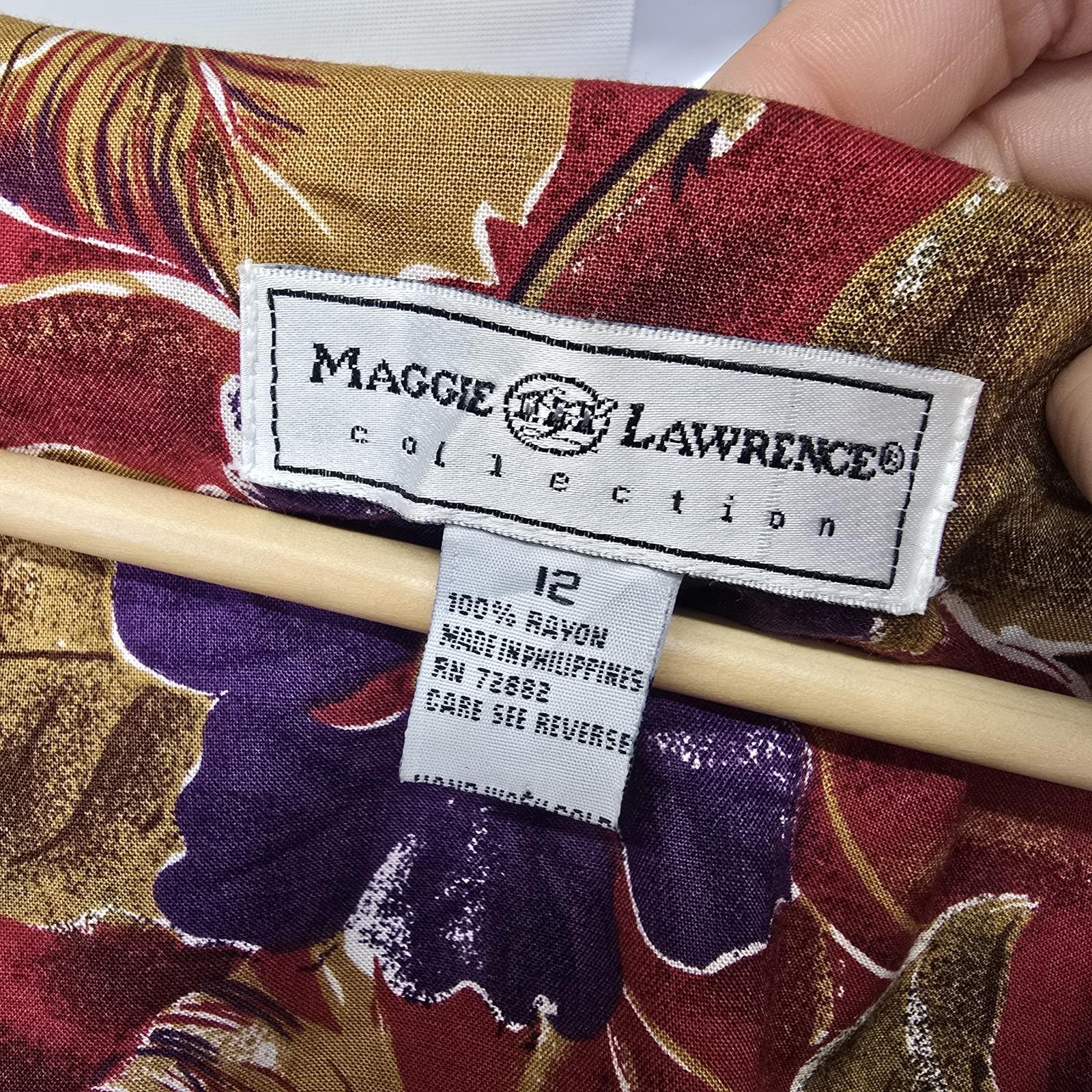 Maggie Lawrence Vintage 90s Floral Rayon Sleeveless Maxi Dress Red Purple 12