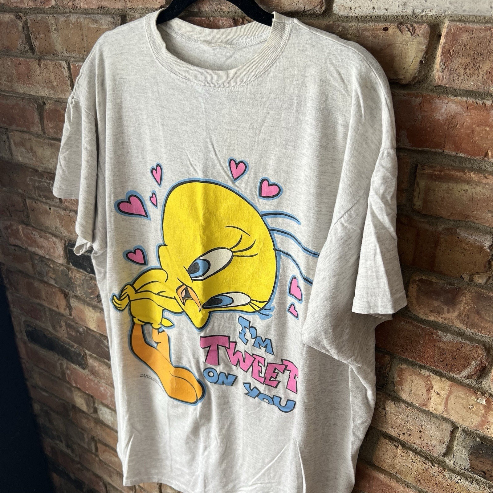 Vintage Tweety Im Tweet On You XL Gray Oversized Pajama Shirt 90’s T-Shirts