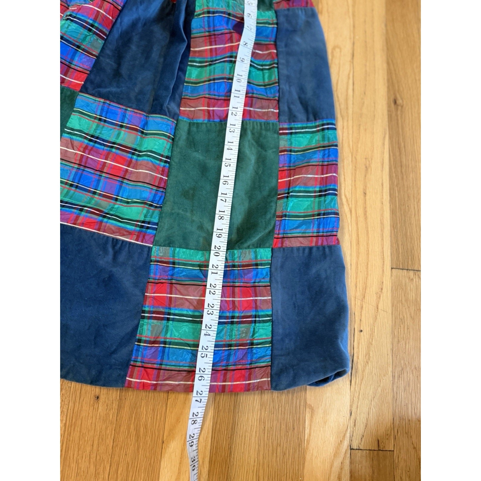 VTG 70’s Patchwork Plaid Christmas Midi Skirt Blouse Matching Set S preppy