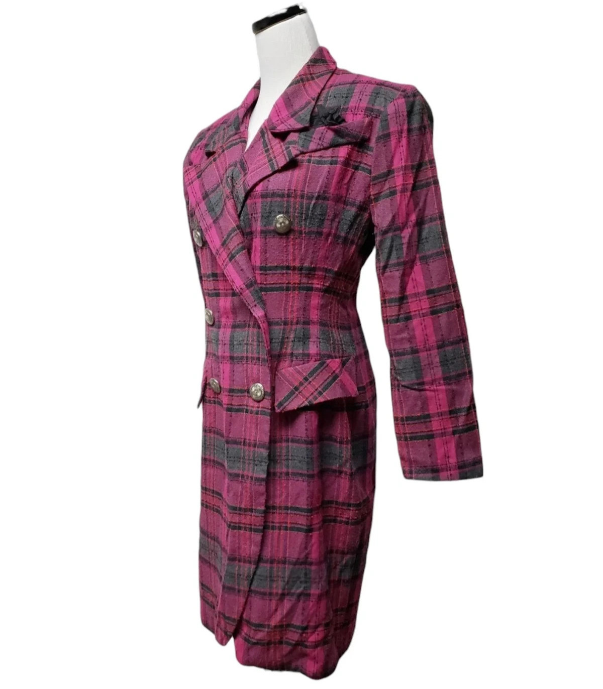 vintage Irresistible by Sue Eng pink plaid blazer dress . size 9/10 . US made