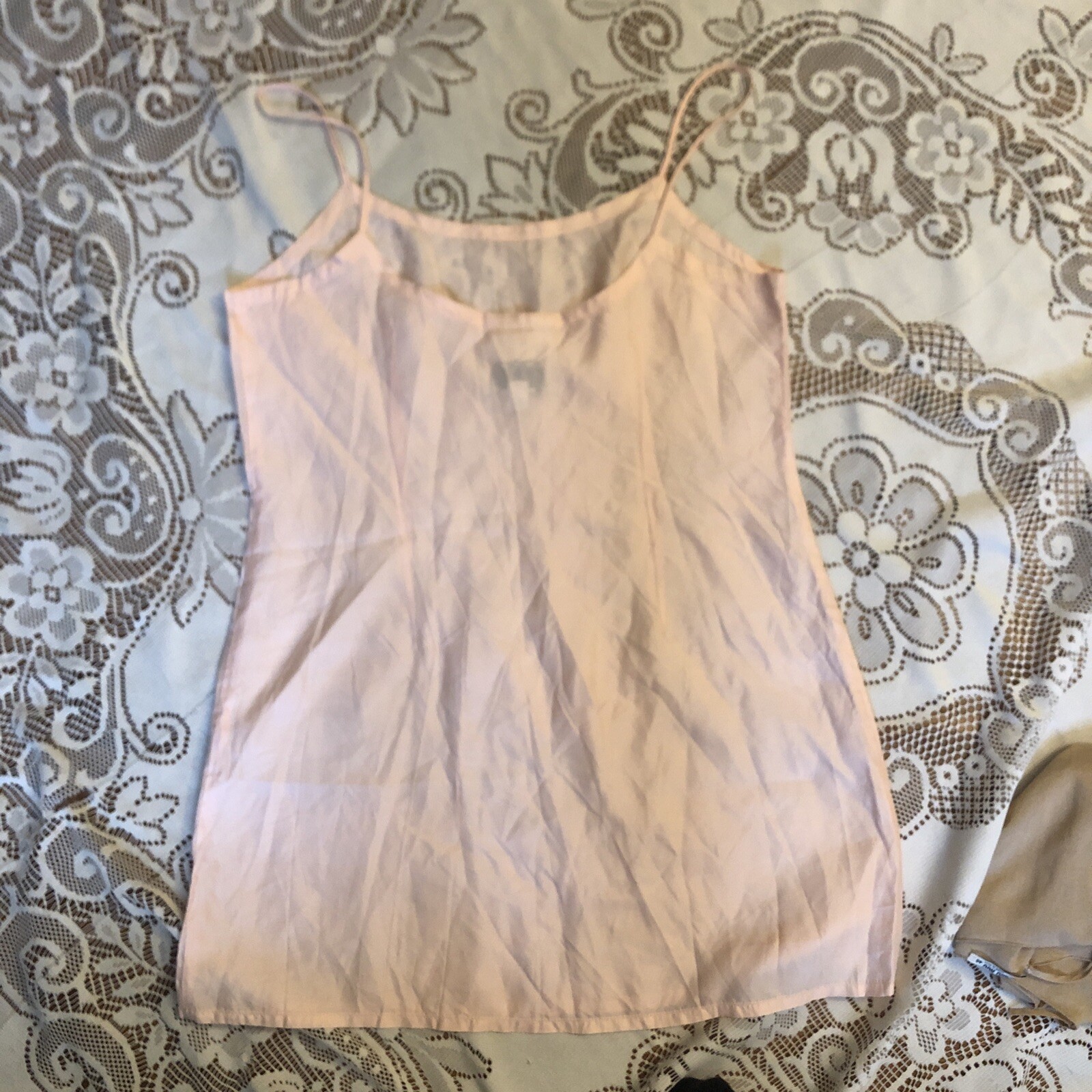 Vtg 90’s Anna Sui Henri Bendel NY baby Pink Slip Dress Lingerie Size S Design AS