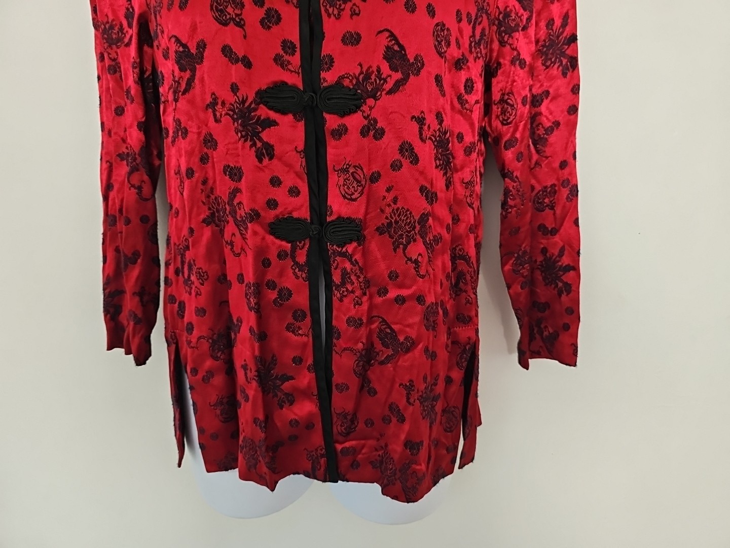 R&M Richards Vintage Red Embroidered Nehru Oriental Jacket Blazer Petite 12P