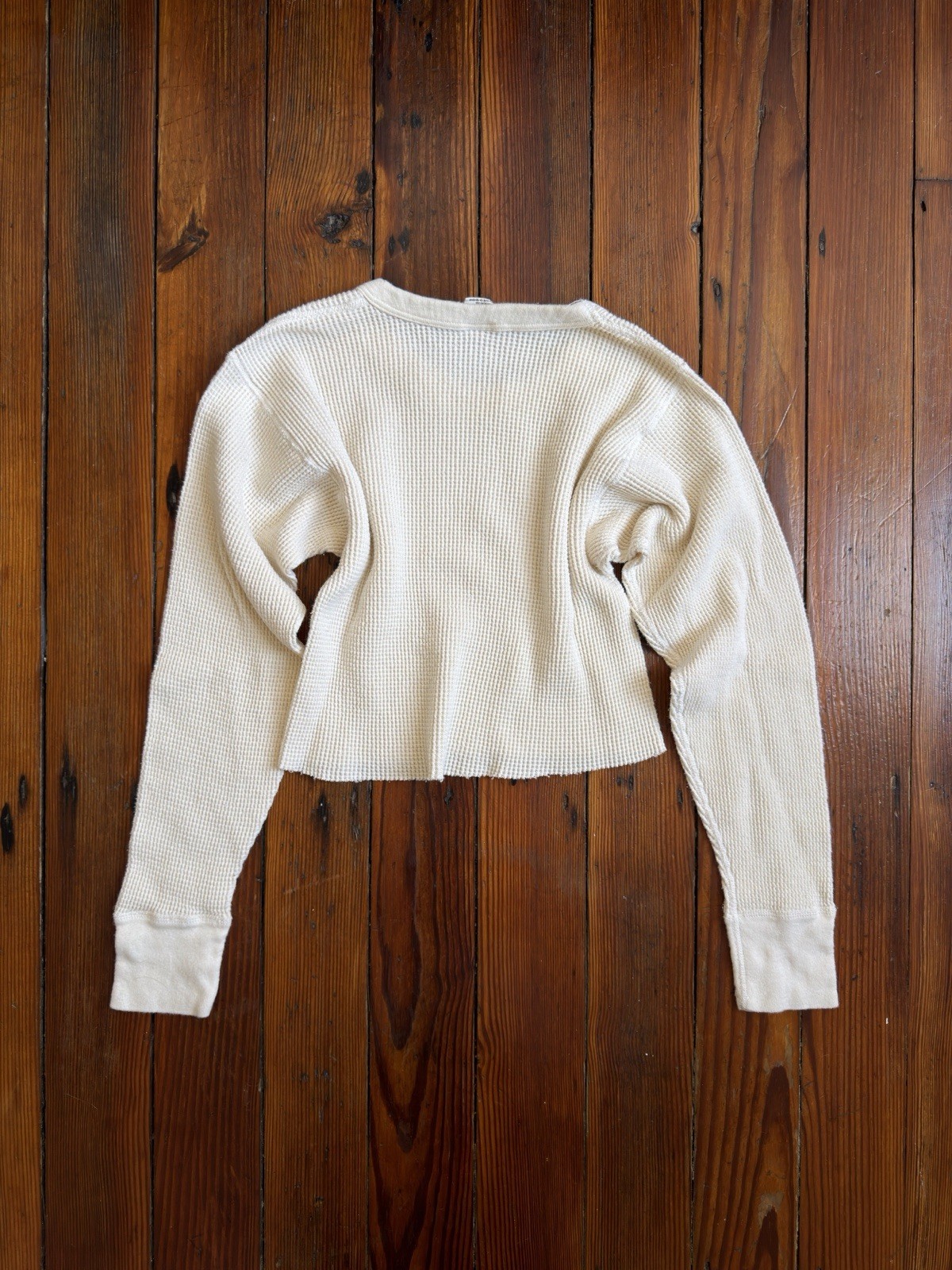 Vintage Northwest Territory off white waffle thermal top 100% cotton cropped