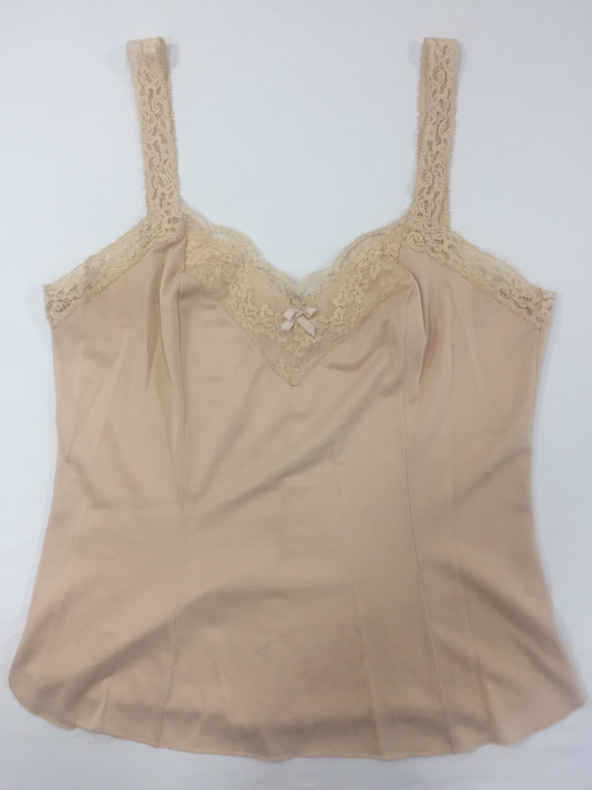 Vintage Olga Style# 925 Camisole Cami Lace Trim Straps Beige Nude Size Medium