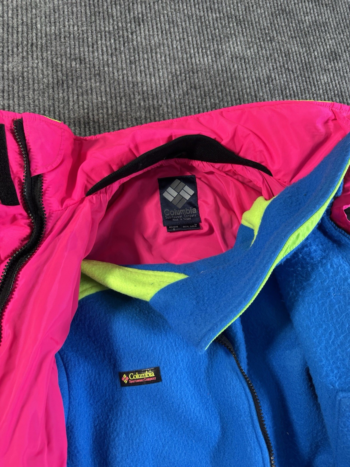 Columbia Sportswear Bugaboo Women’s Jacket S Vintage 1990s Black Pink Blue Neon