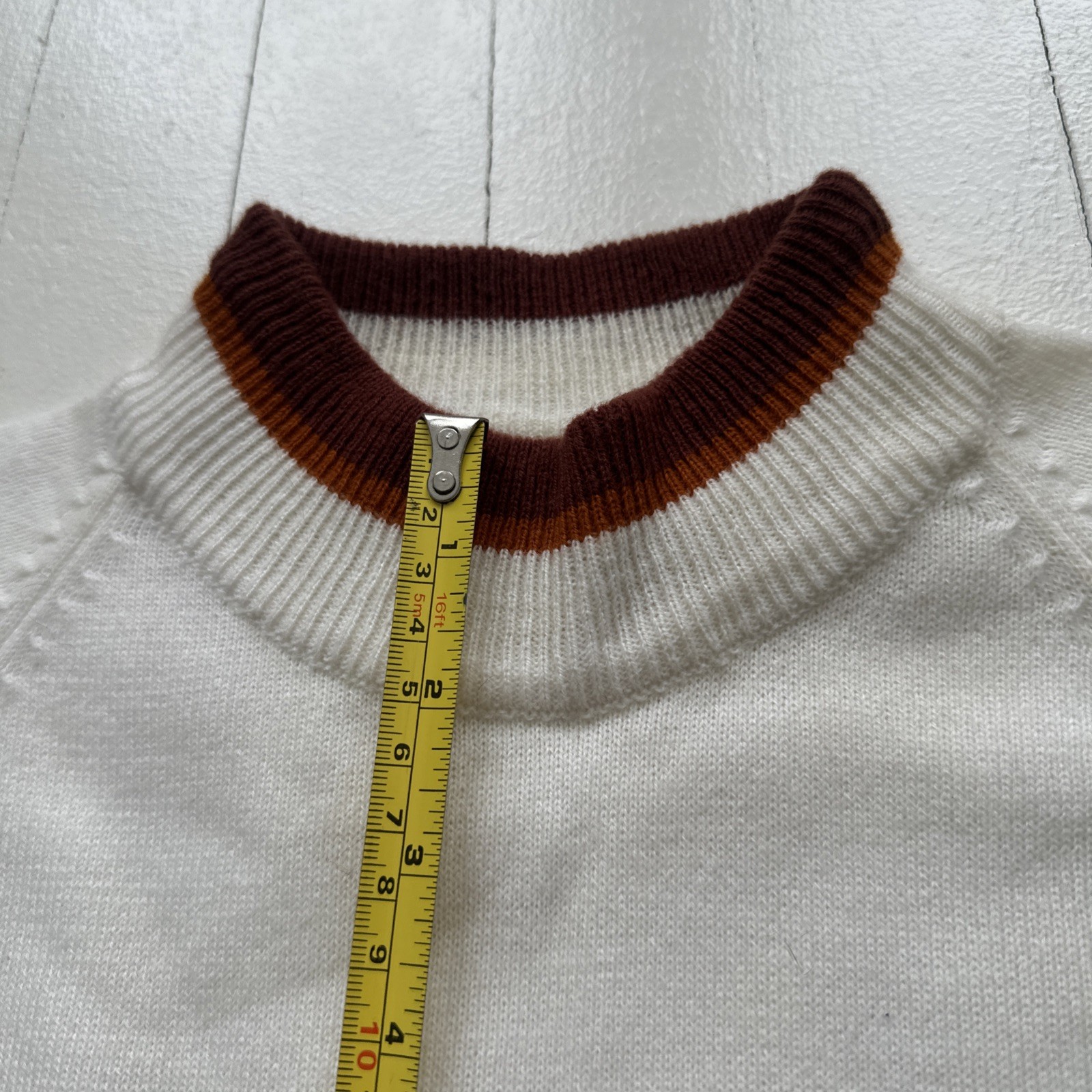 VTG 60s/70s Lightweight Striped Short Sleeve Sweater Orange Brown Stripes Small