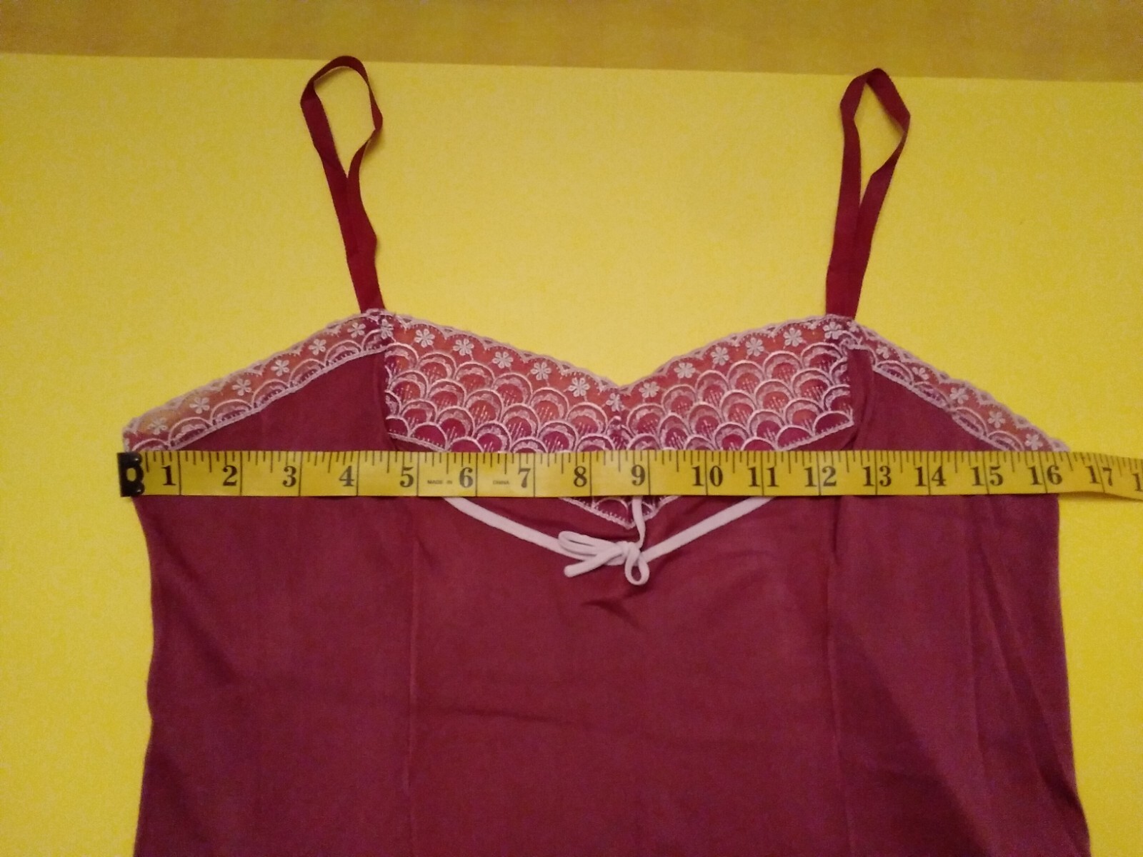 Vintage Full Slip Dress Chemise European Raspberry Embroidery Detail SZ M