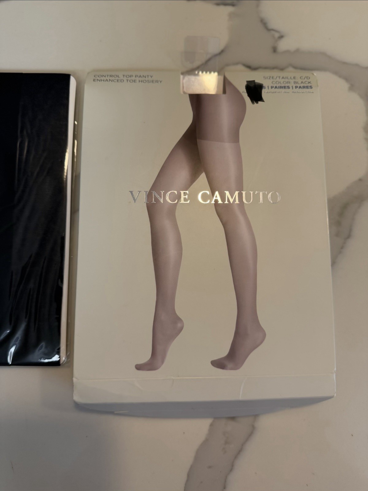 Vince Camuto Control Top Pantyhose Enhanced Toe Hosiery Black Sz C/D Single Pair