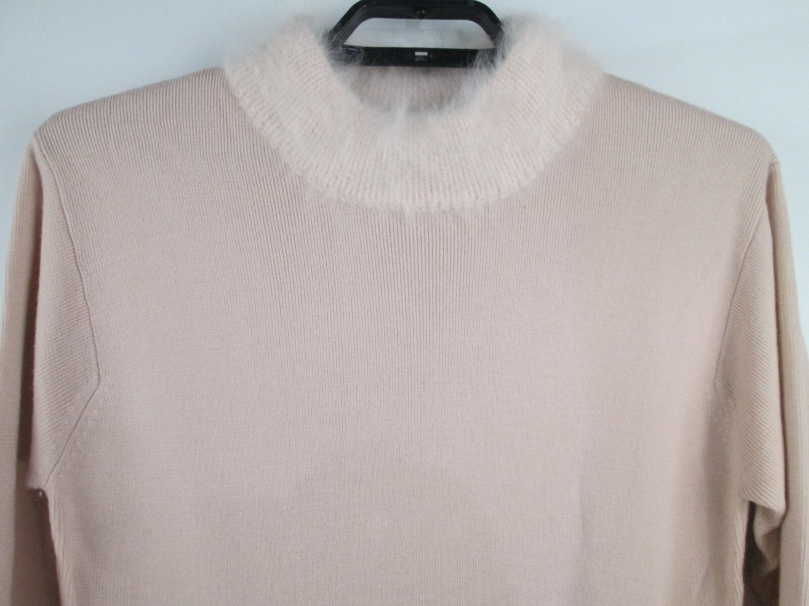 VTG Apart Sweater Dress Pink Women Sz M Merino Wool Angora Rabbit Fur Trim