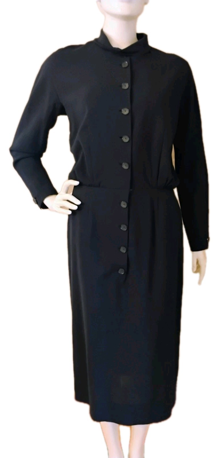 HIGH-END VTG 1940-60’s „Karen Stark for Harvey Berin” Navy Wool Skirtdress 16