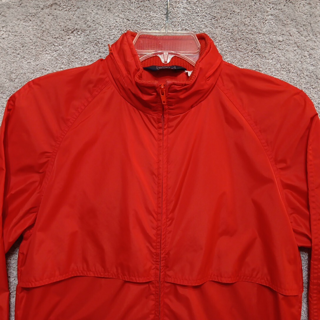 Vtg Woolrich Anorak Jacket Women’s M Red Full Zip Fold Away Hood Y2K Retro 80s