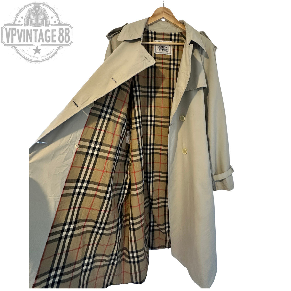 Vintage Burberry Prorsum Beige Belted Women’s Nova Check Trench Coat Size S/M