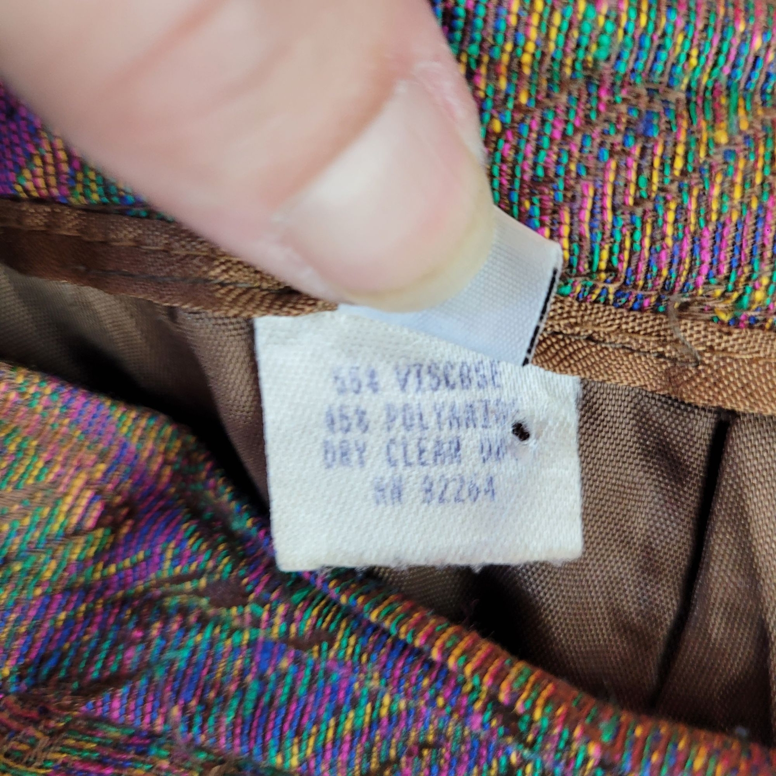 Womens 80’s Power Suit 8 Skirt Set Rainbow Chevron Psychedelic Twill Button