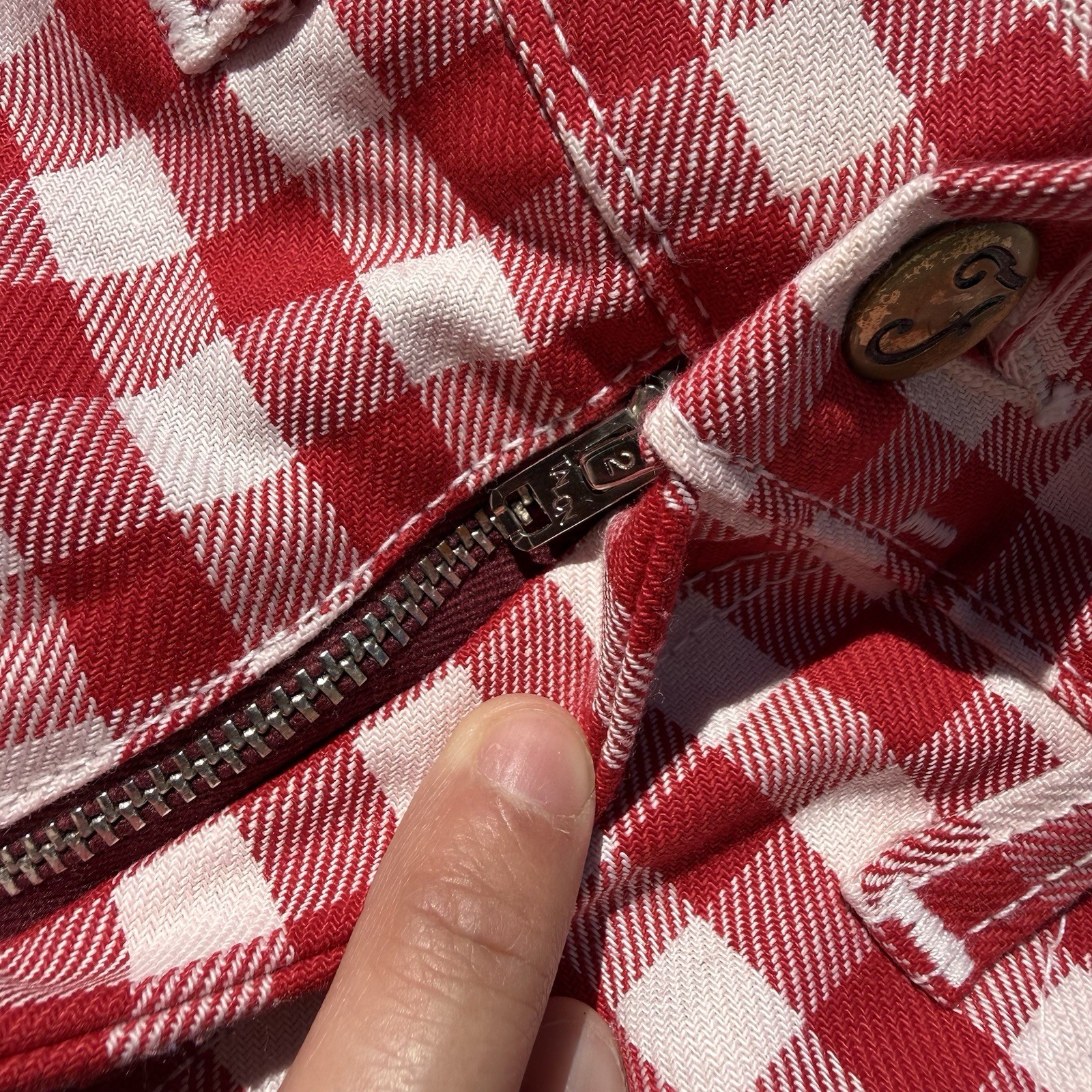 1970s Farah red & White gingham flared Pants Size 26 Waist X 27 L