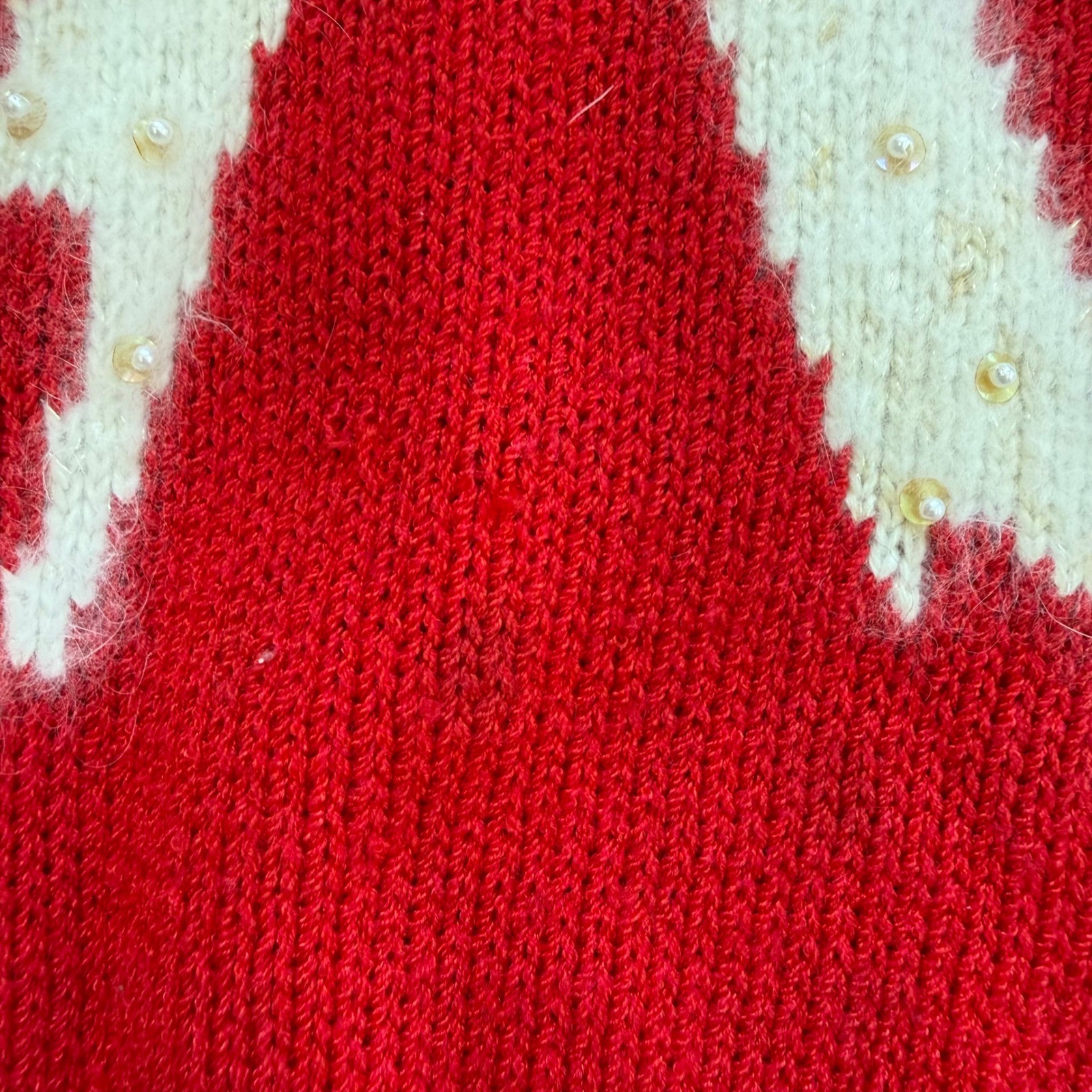 Vintage Christine Red Bow Sweater Angora Pearl Embellished Holiday Christmas M