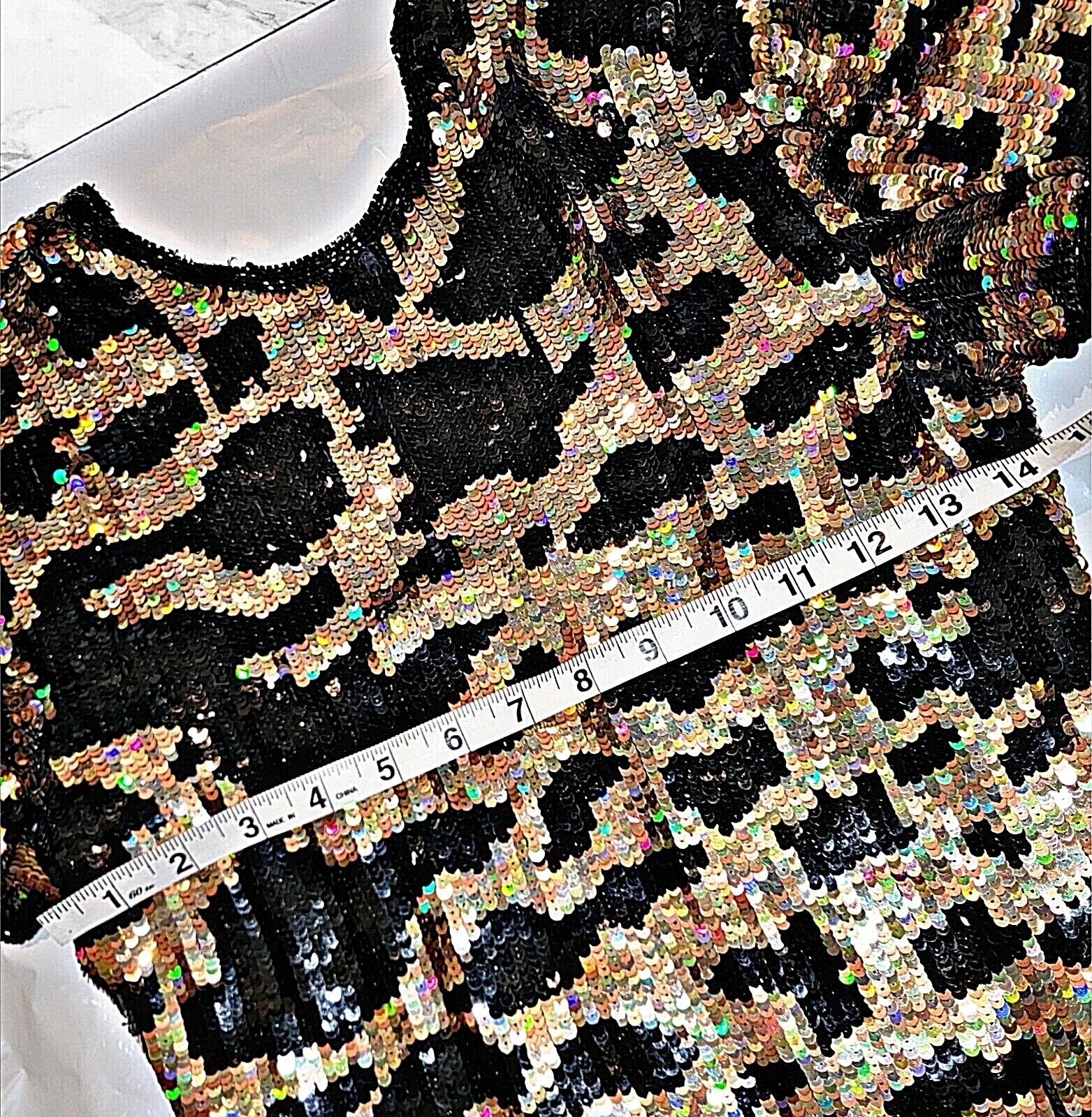 Y2K Dress Womens (Size P) Naeem Khan Riazze Boutique Holographic Gold Black
