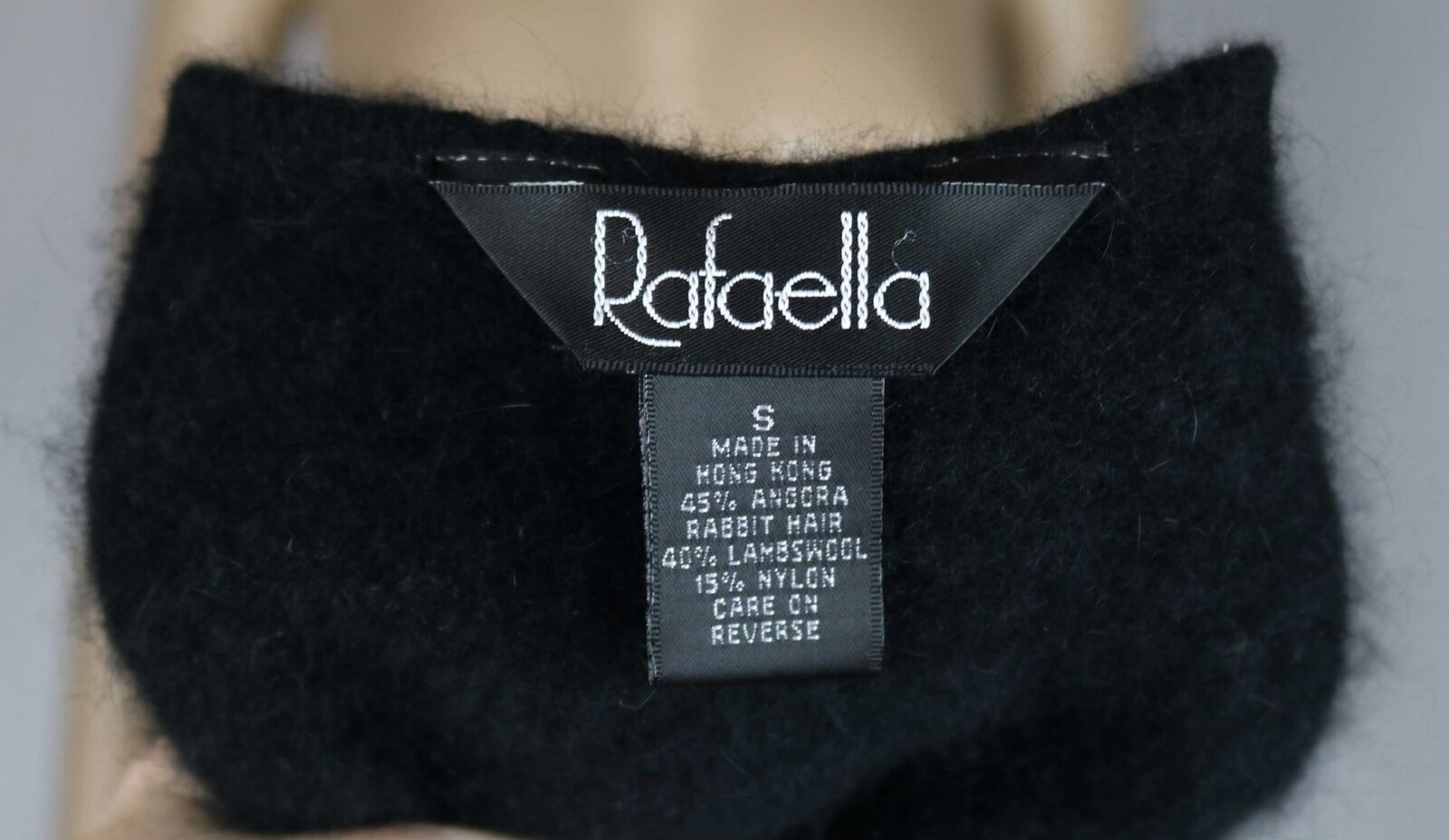 1990s Vintage 1950s Style Rafaella Beaded Cardigan Sweater Black Angora Wool S