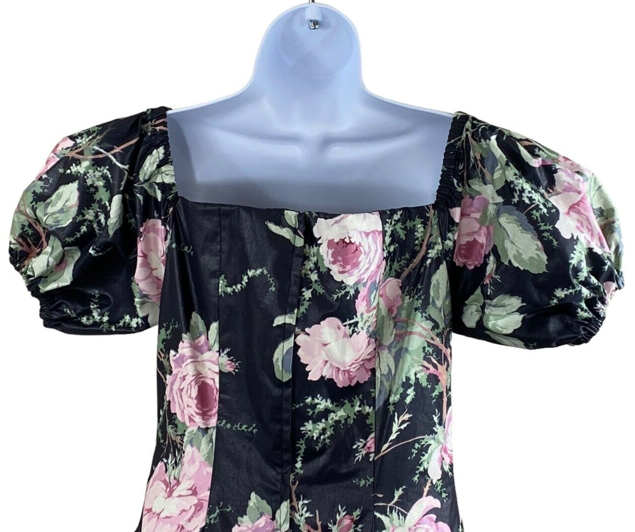 VTG 1980s s.g.gilbert Black Floral Chintz Dress Tulle Underskirt Tea Length Prom