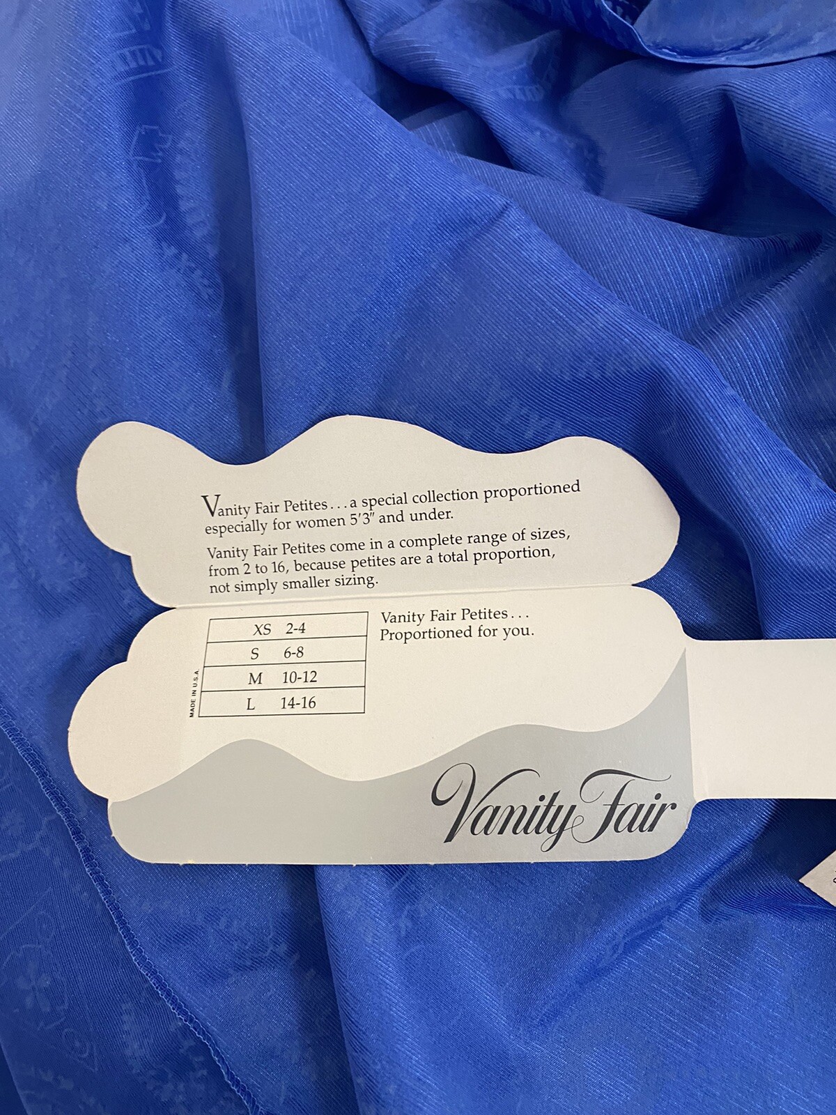 NWT Vintage Vanity Fair Long Blue Satin Robe House Coat Peignoir Womens Petite M