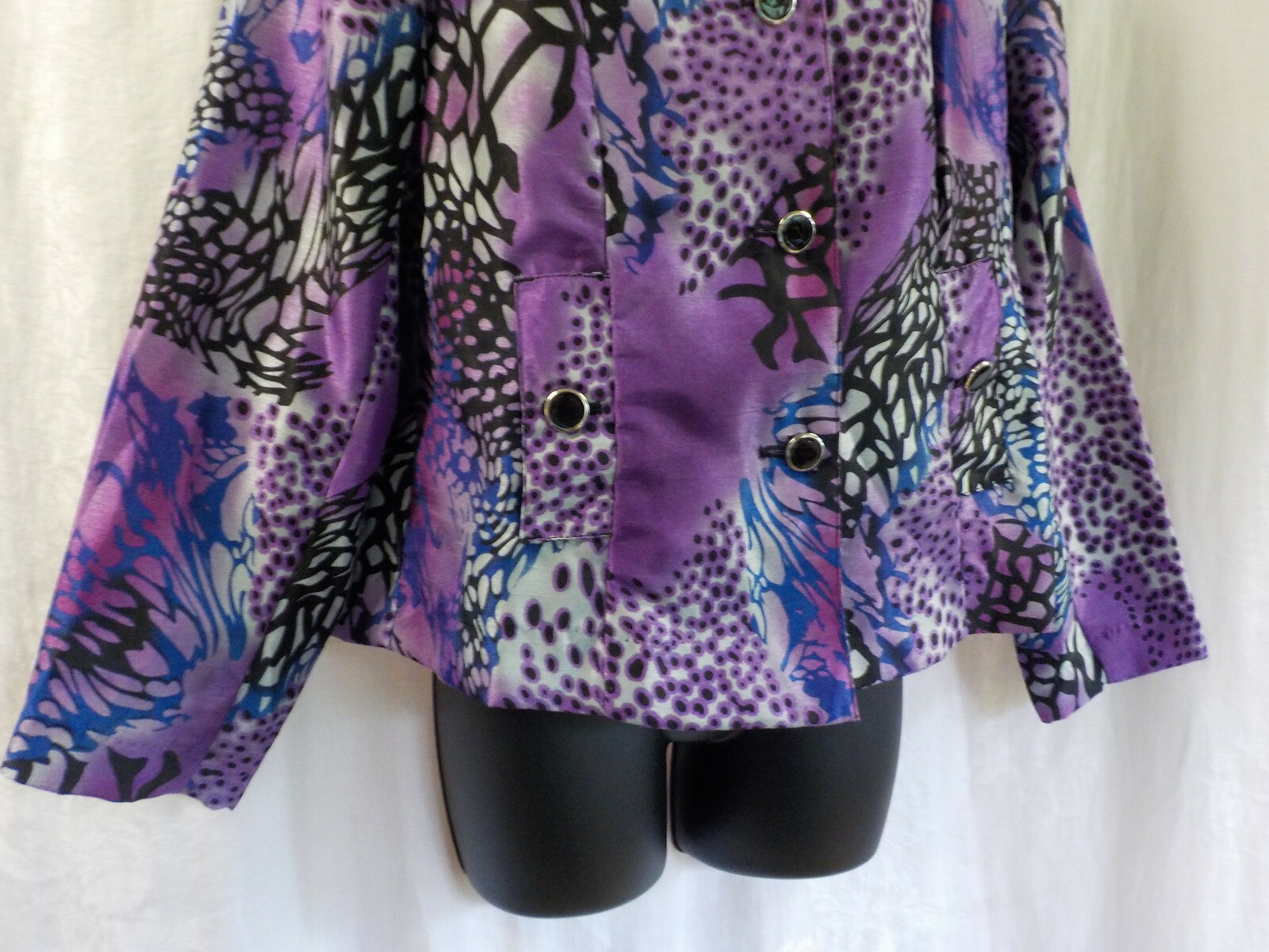 Vintage 1980’s N Touch Jacket Size 6P Multicolor Long Sleeve Button Art Print