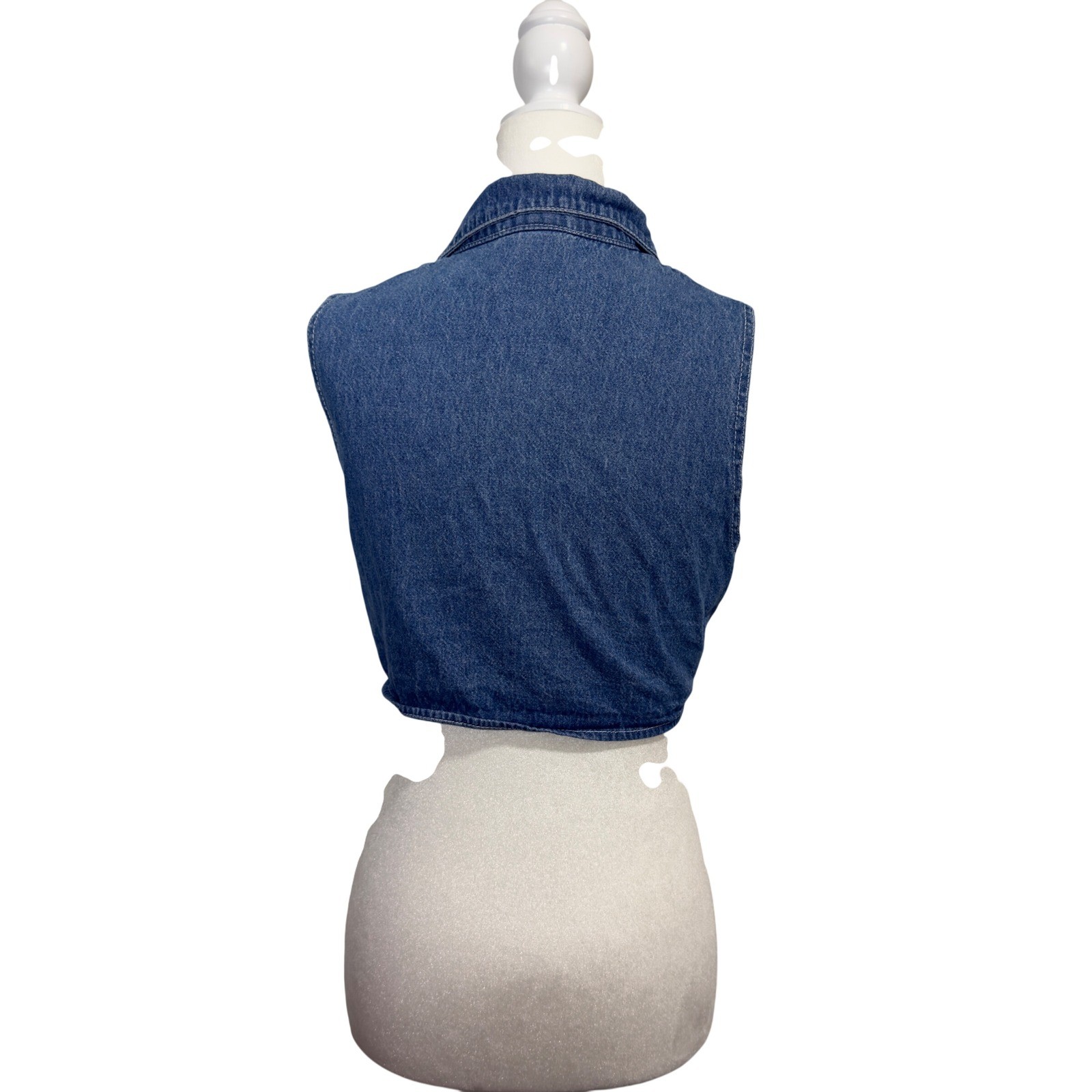 Vintage 90s Gingham Denim Tie Front Crop Top Western Cottage Core RodeoUSA