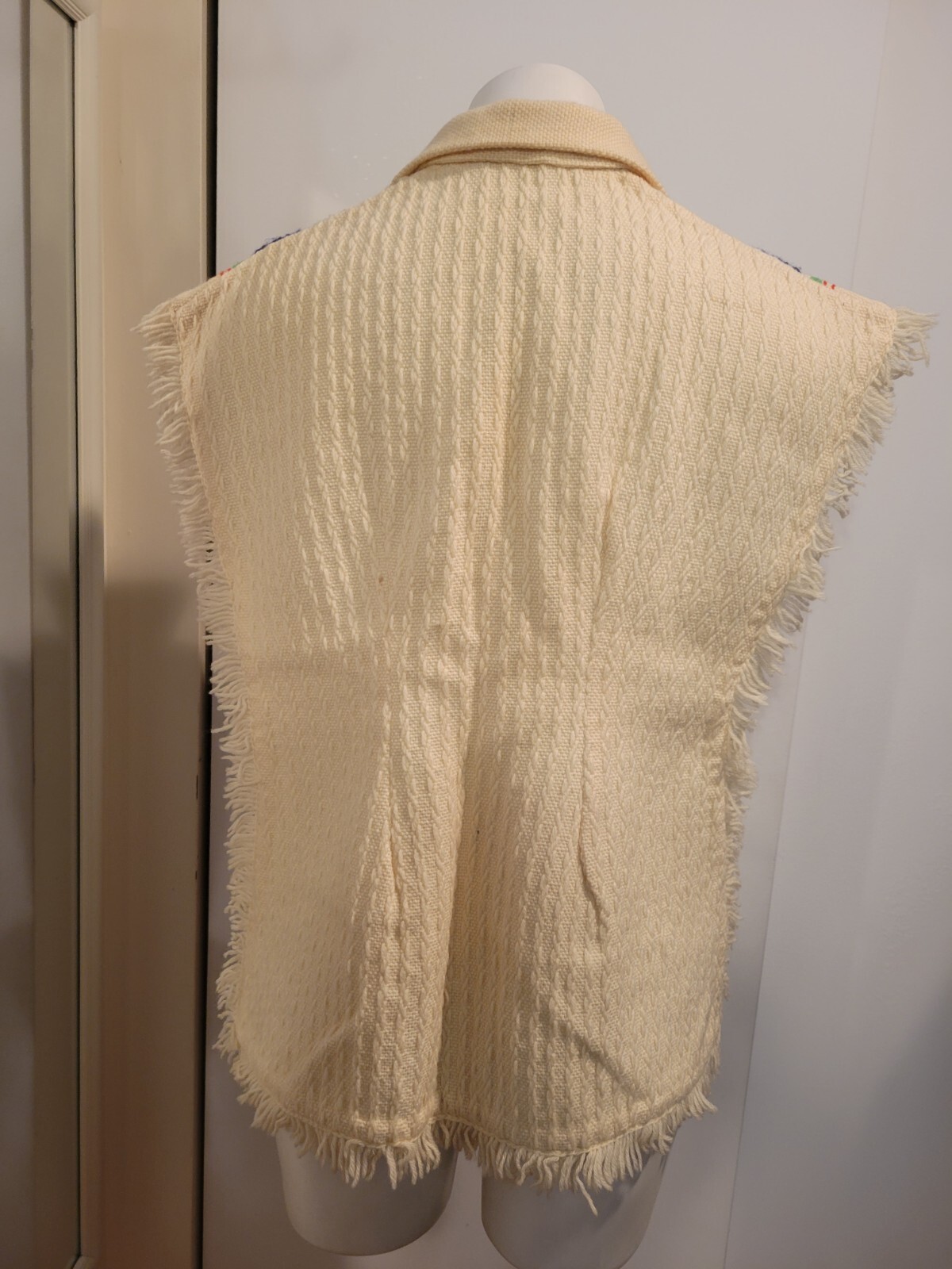 VTG ITA Industria Argentina Wool Poncho Vest Collar Wmn’s Unisex Handmade OSFM