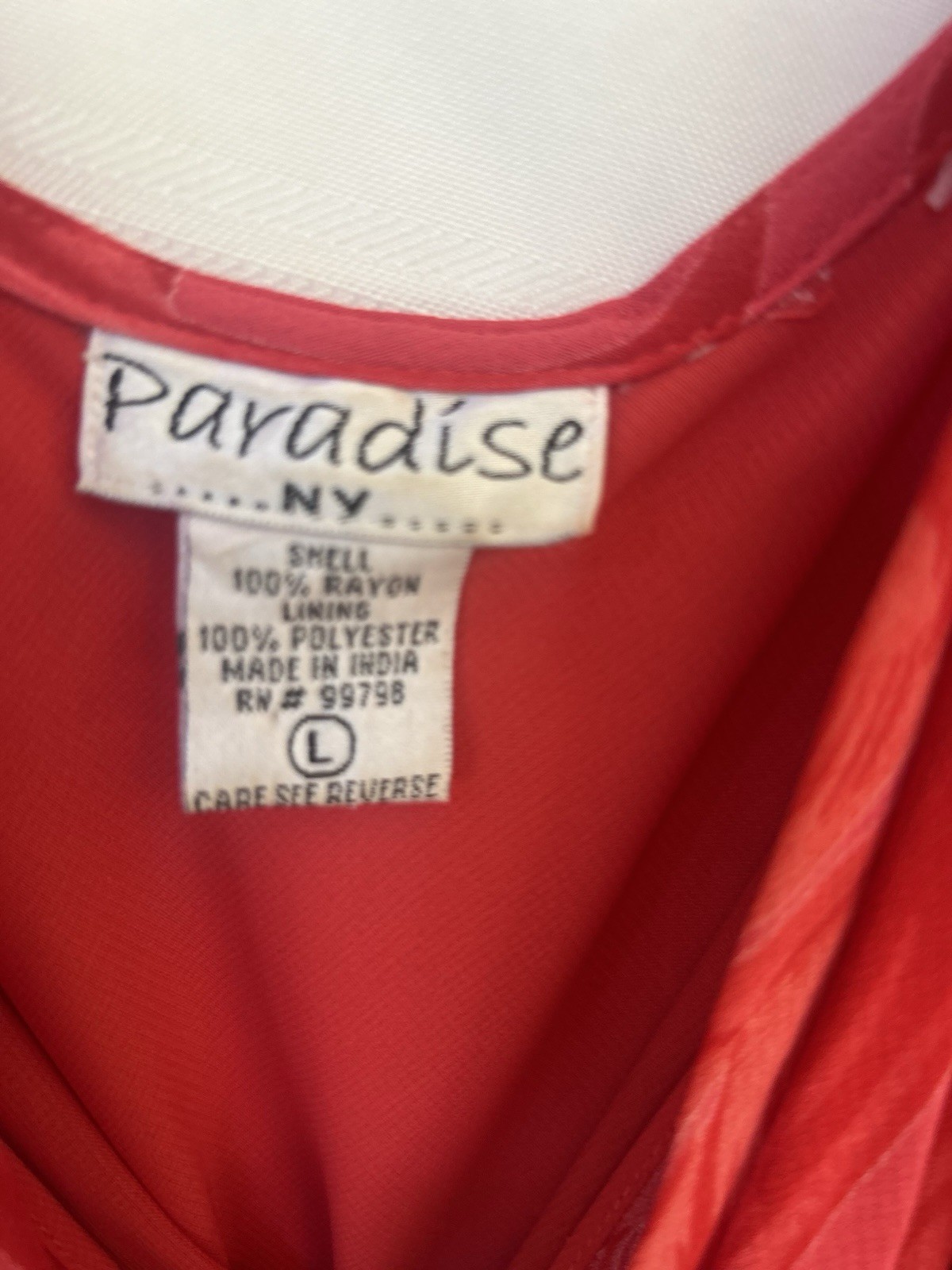 Vintage 1990s/Y2k Paradise NY Cowl Neck Slip Dress. Size Large. EUC Red/Pink