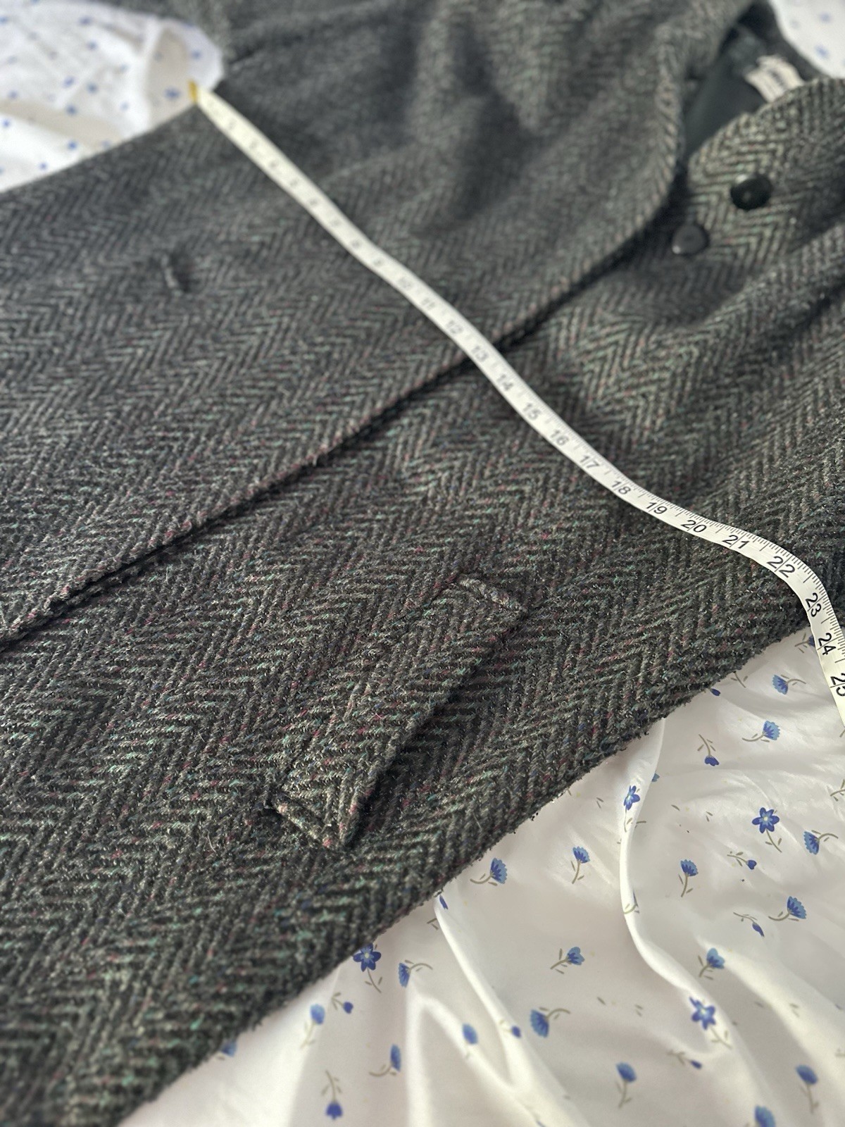 VTG 80s Donnybrook Sz10 ILGWU Gray Speckled oversized herringbone Long wool coat