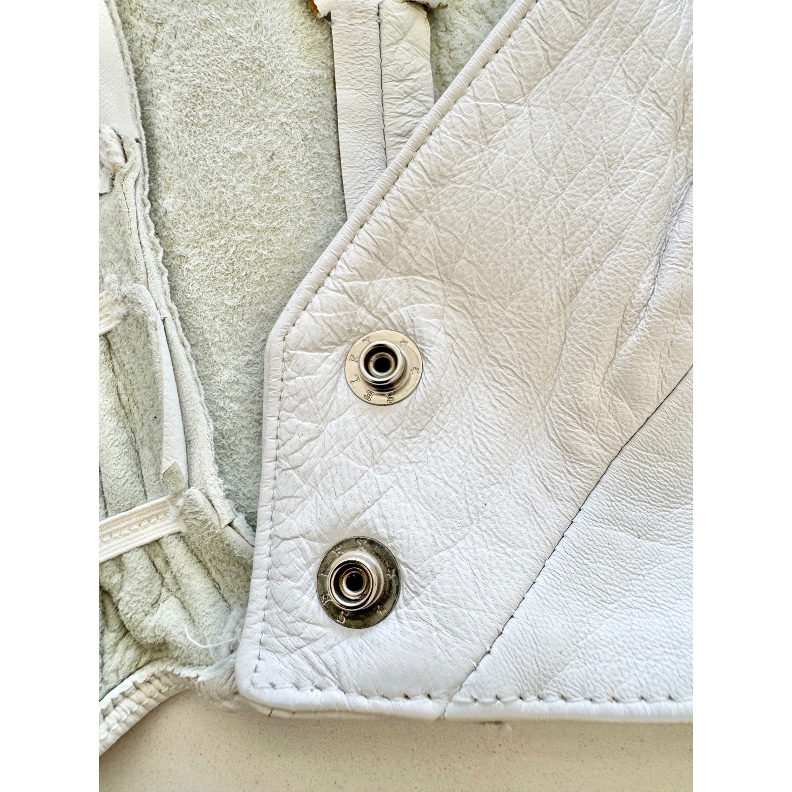 Firenze Santa Barbara Crop Top Vest Leather White Vintage Petite USA Made S