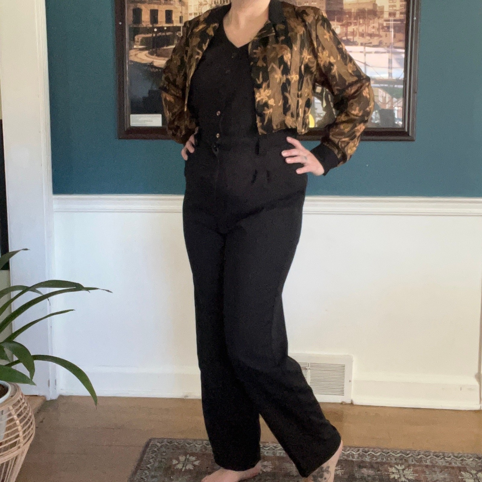 80s black & gold jumpsuit