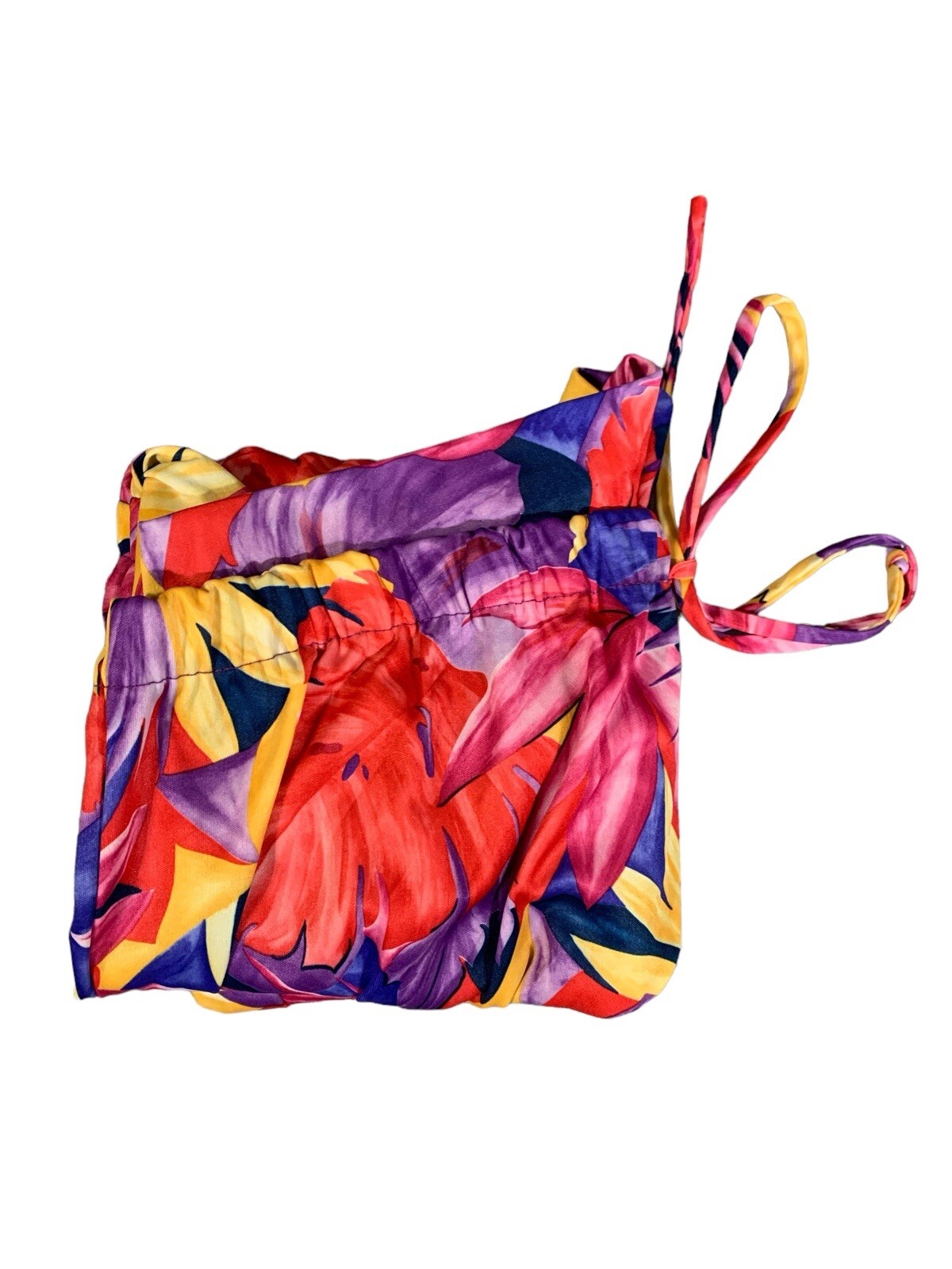 Granada Vintage 70’s Colorful Tropical Palm Leaf Print Strapless Short Romper