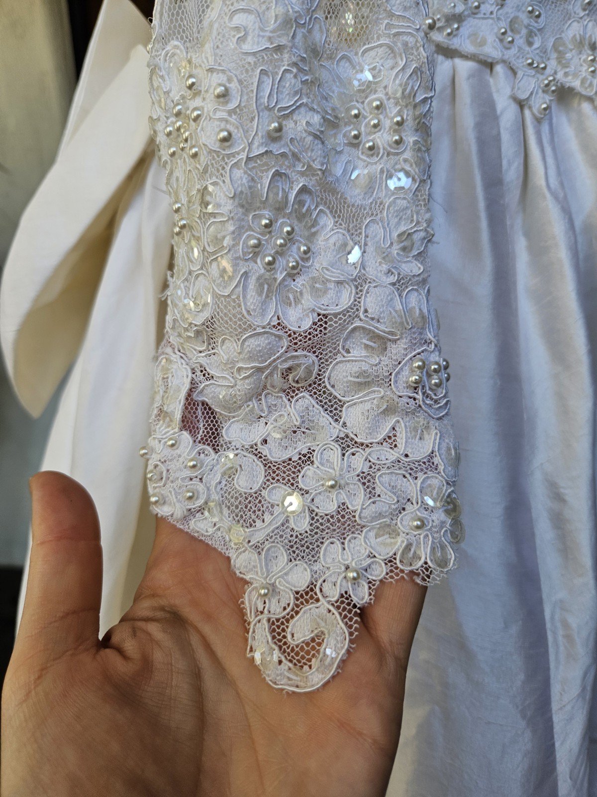 Vintage 90s Wedding Dress Princess Ballgown Basque Waist Silk Dupioni Size 10