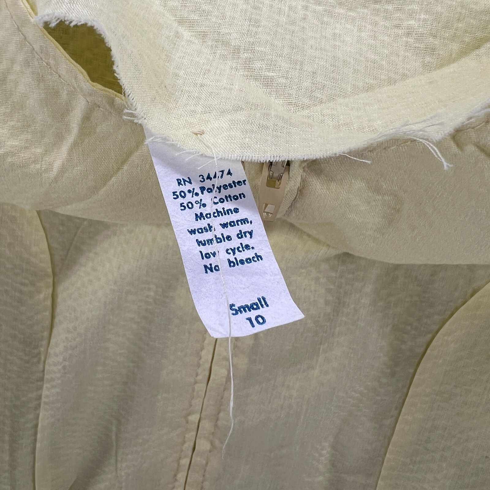 Vintage 60’s 70s Dress Womens 10 Yellow Sleeveless Full Zip Belted Scoop Neck