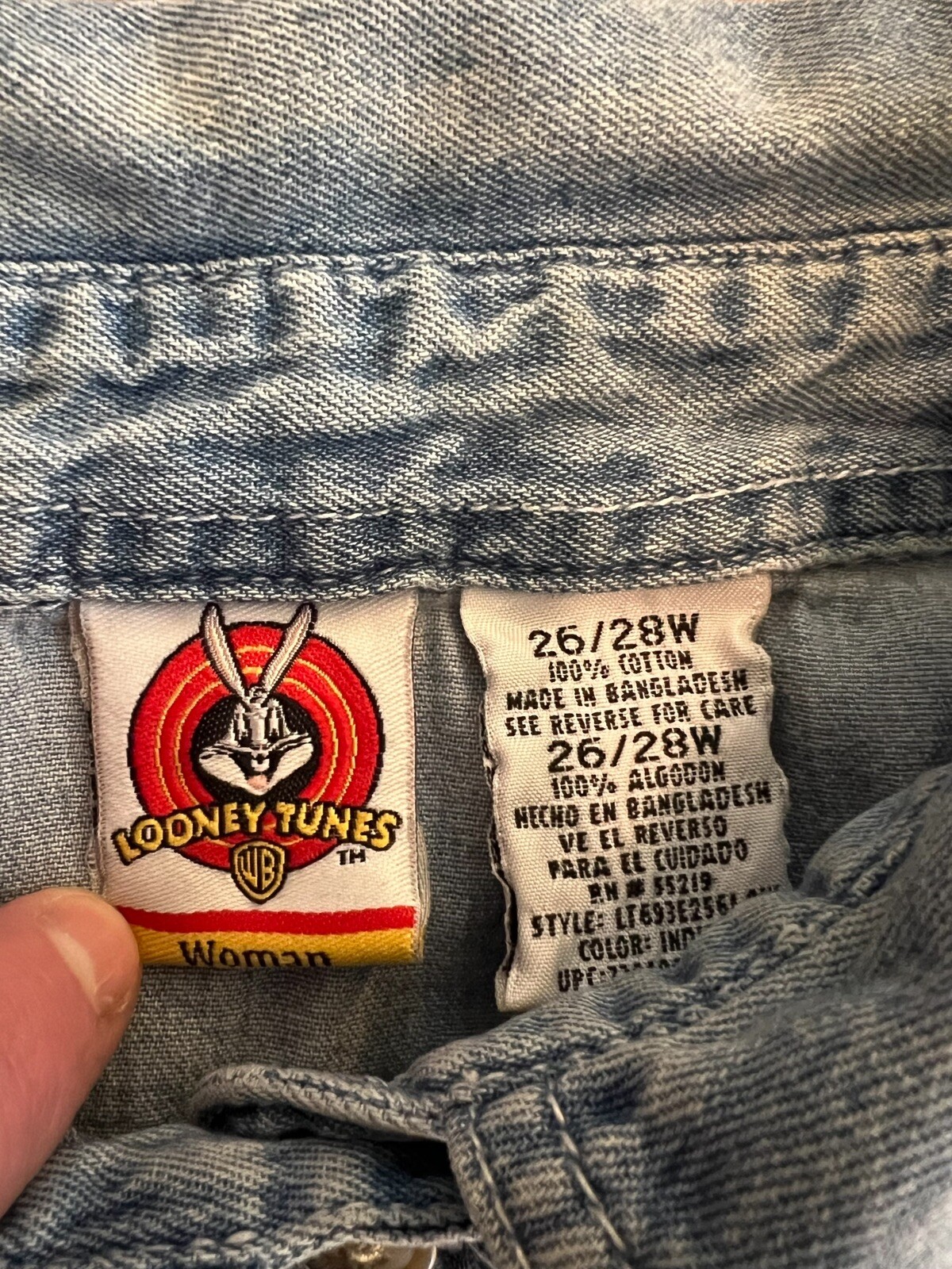 Vintage Looney Tunes Tweety Bird Embroidered Denim Vest Women’s Size 26/28W