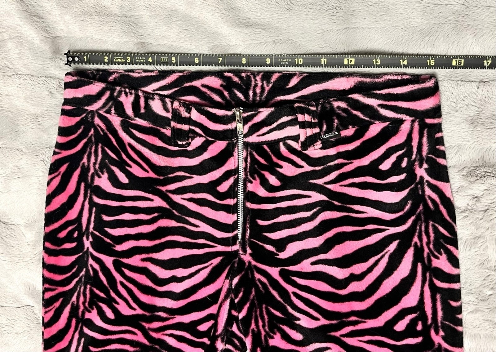 Y2K Vintage Serious Pink Zebra Print Fuzzy pants SZ 5