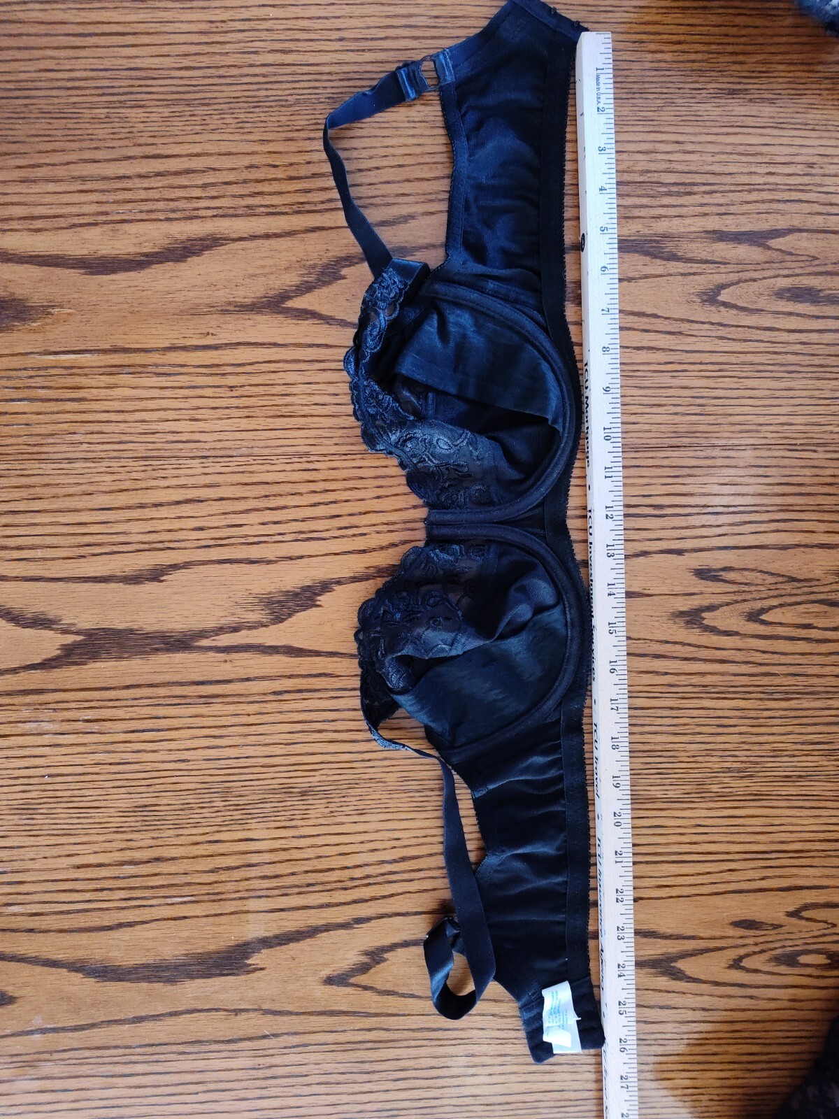 Sexy Silky Satin Naturana Black Lace Bra 40B