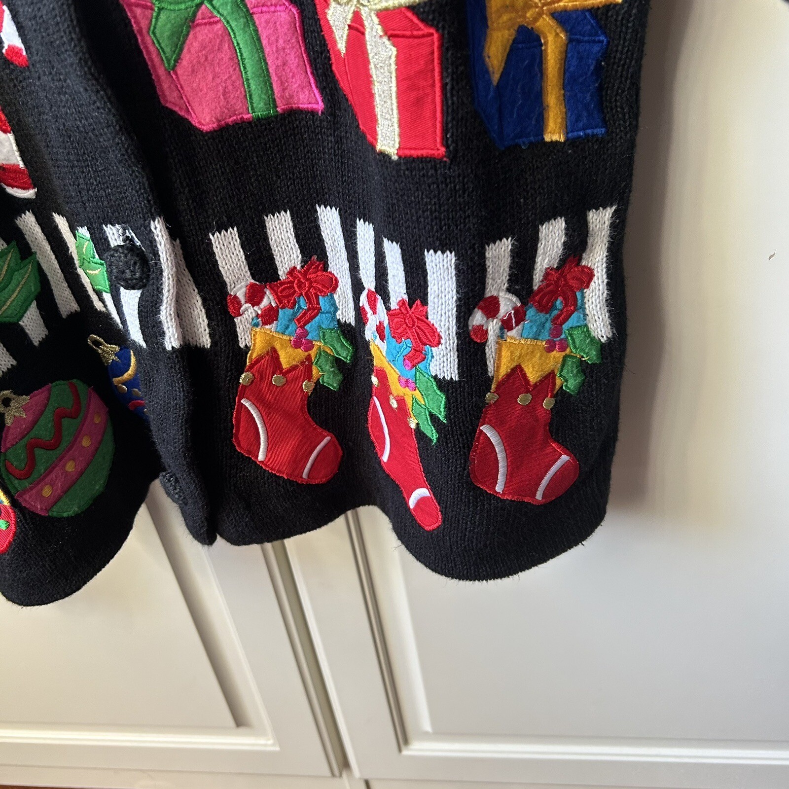 Vintage 1980s Bouillabaisse Deborah Christmas Festive Granny Teacher Cardigan M