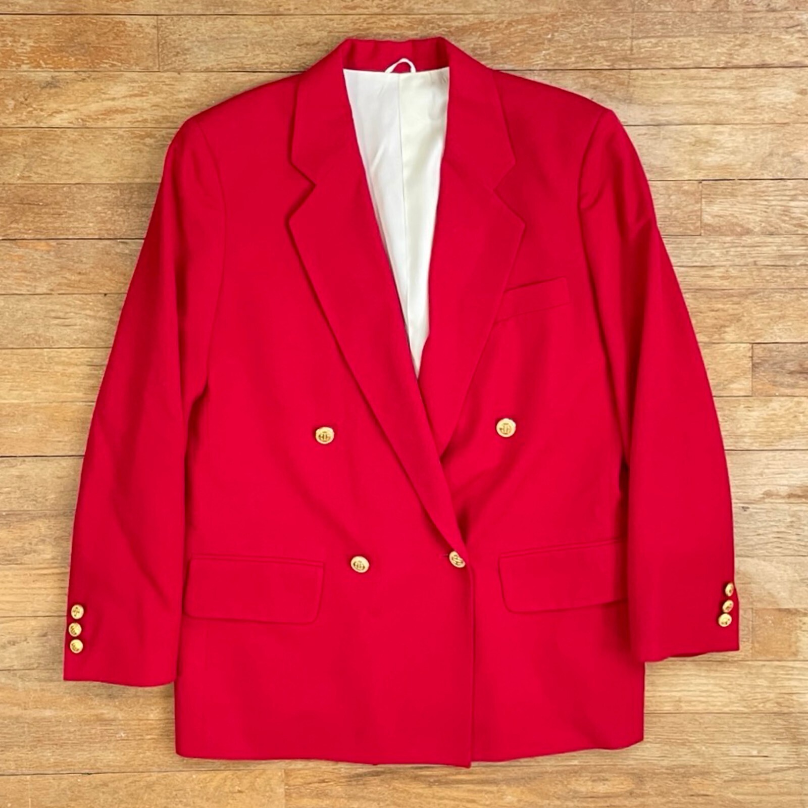 Vintage Twill Wool Blazer Size Medium 1970s Double Breasted Sport Coat Jacket