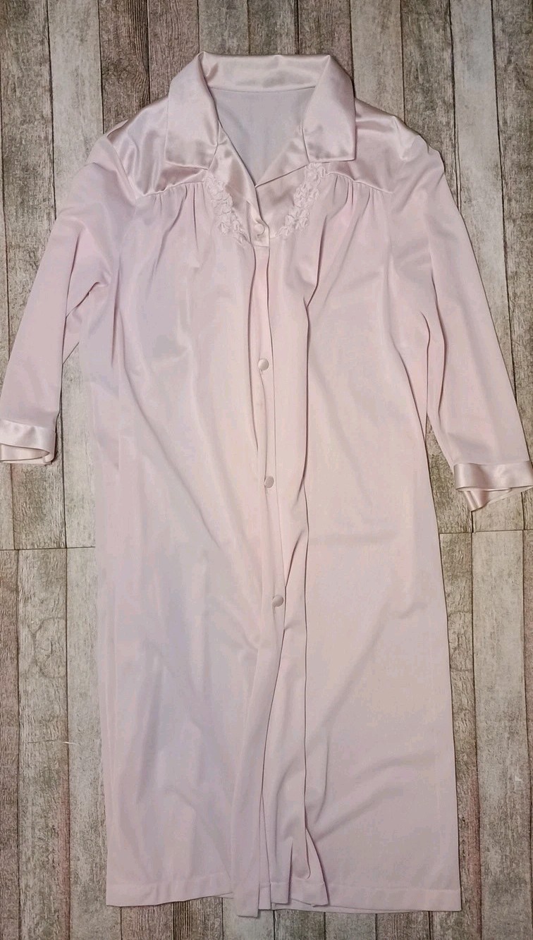 Vanity Fair 3 Piece Pajama & Robe Set Sz 34 Pink Nylon Feminine Classic Vintage