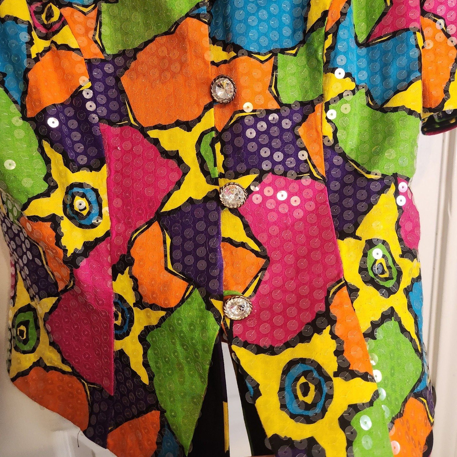 Vintage 1980s Rimini Colorful Psychedelic Sequin Blazer Jacket
