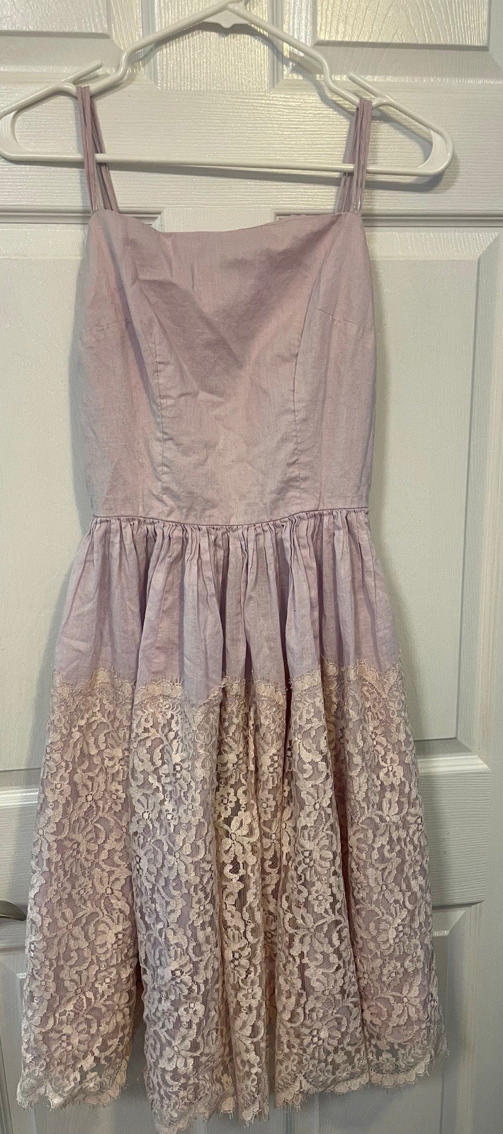 Vtg Womens/Juniors Sz 6/8 1960’s Another Ann Barry Jr Lilac Lace Party Sun Dress