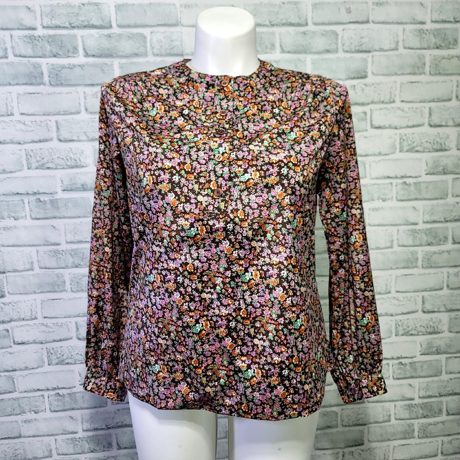 Vintage 70s Replique Collection by Lady Manhattan Womens XL Floral Blouse L/S
