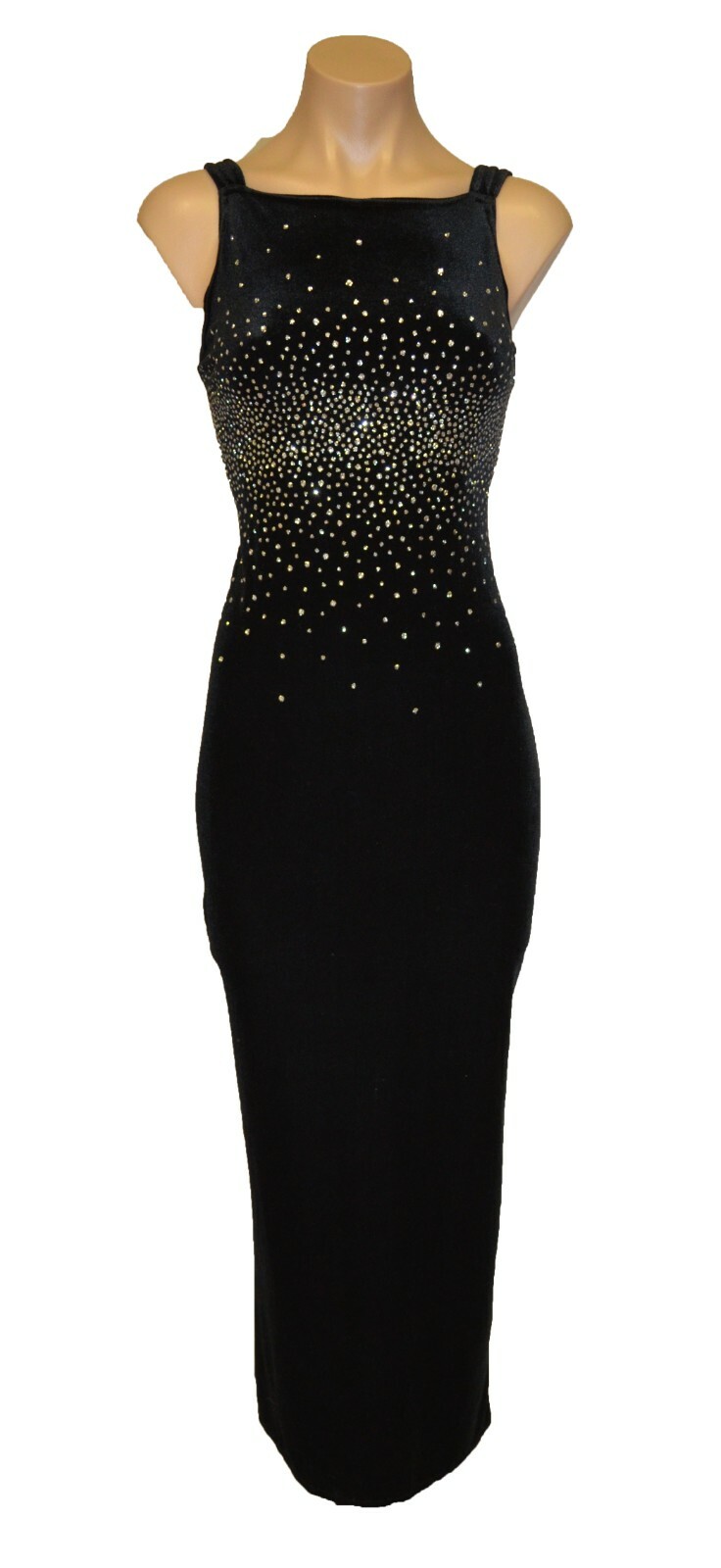 Onyx Nite Vintage 90s Black Velvet Silver Sparkle Sexy Prom Party Dress sz 6