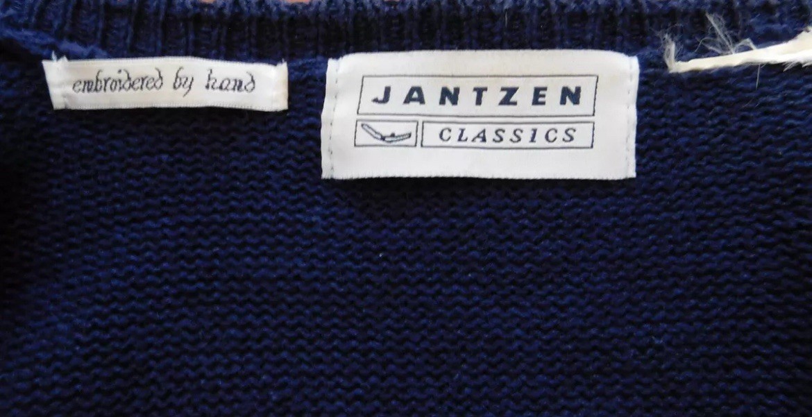 Jantzen Classics Lg Knit Embroidered Horse Race Jockey Blue Ribbon Cardigan L/XL