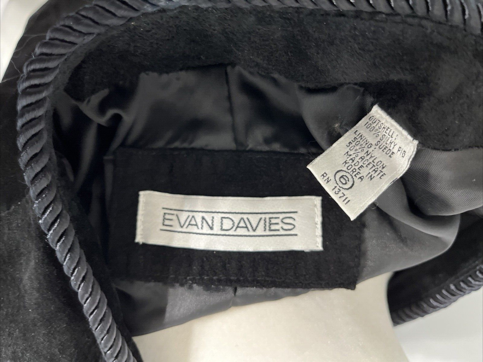 Vtg Evan Davies Suede Button Front „Chanel Old Money” Look Jacket Black Sz 6