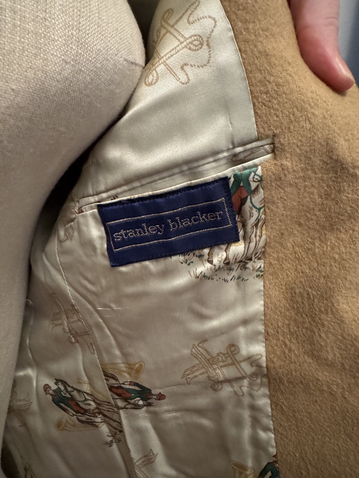 Stanley Blacker Equestrian Blazer Camel Hair Printed Lining Vtg 60s Old Money 10