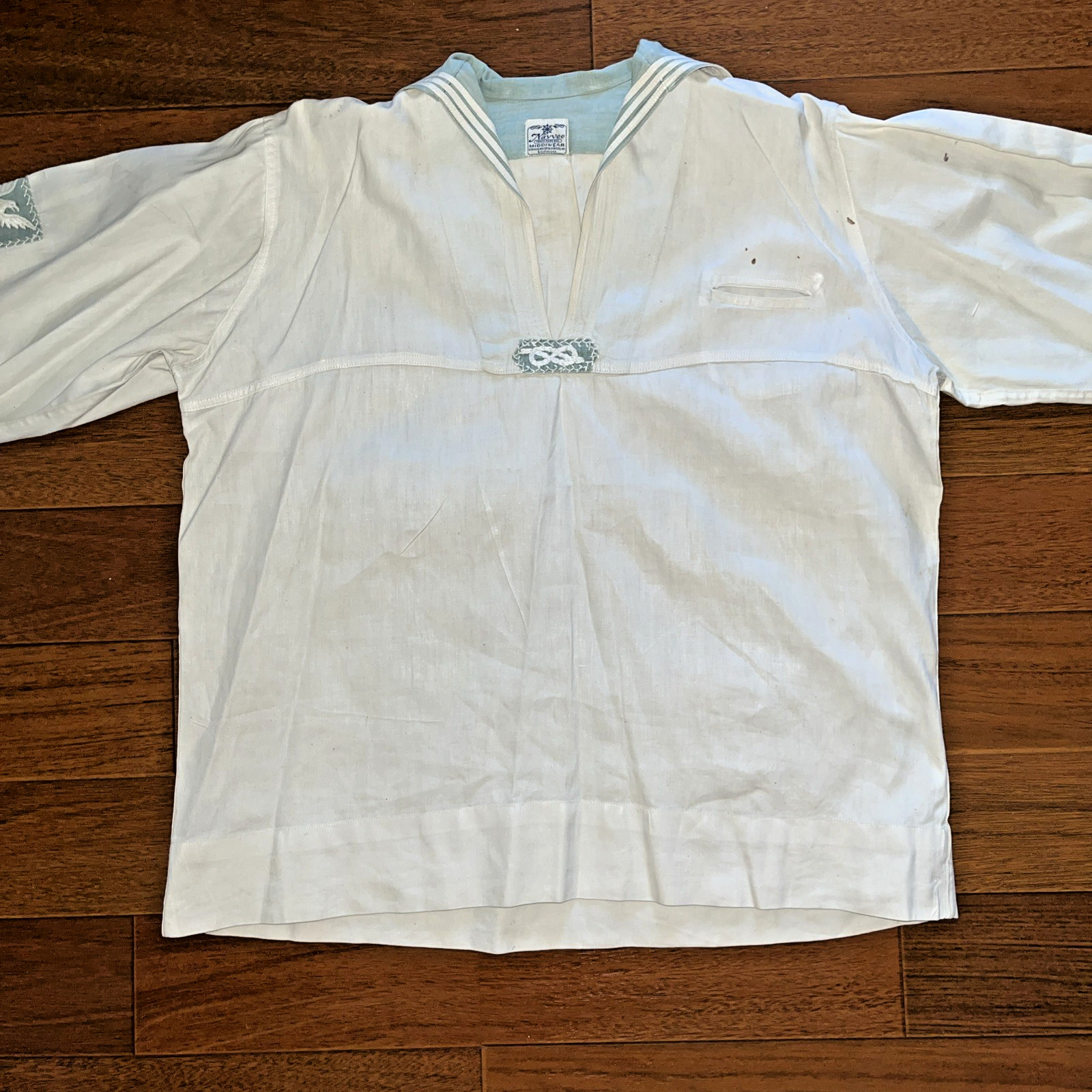 Vintage Nayvee Middiwear Cotton Blouse Sailor US Navy Straus Uniform Top Cotton