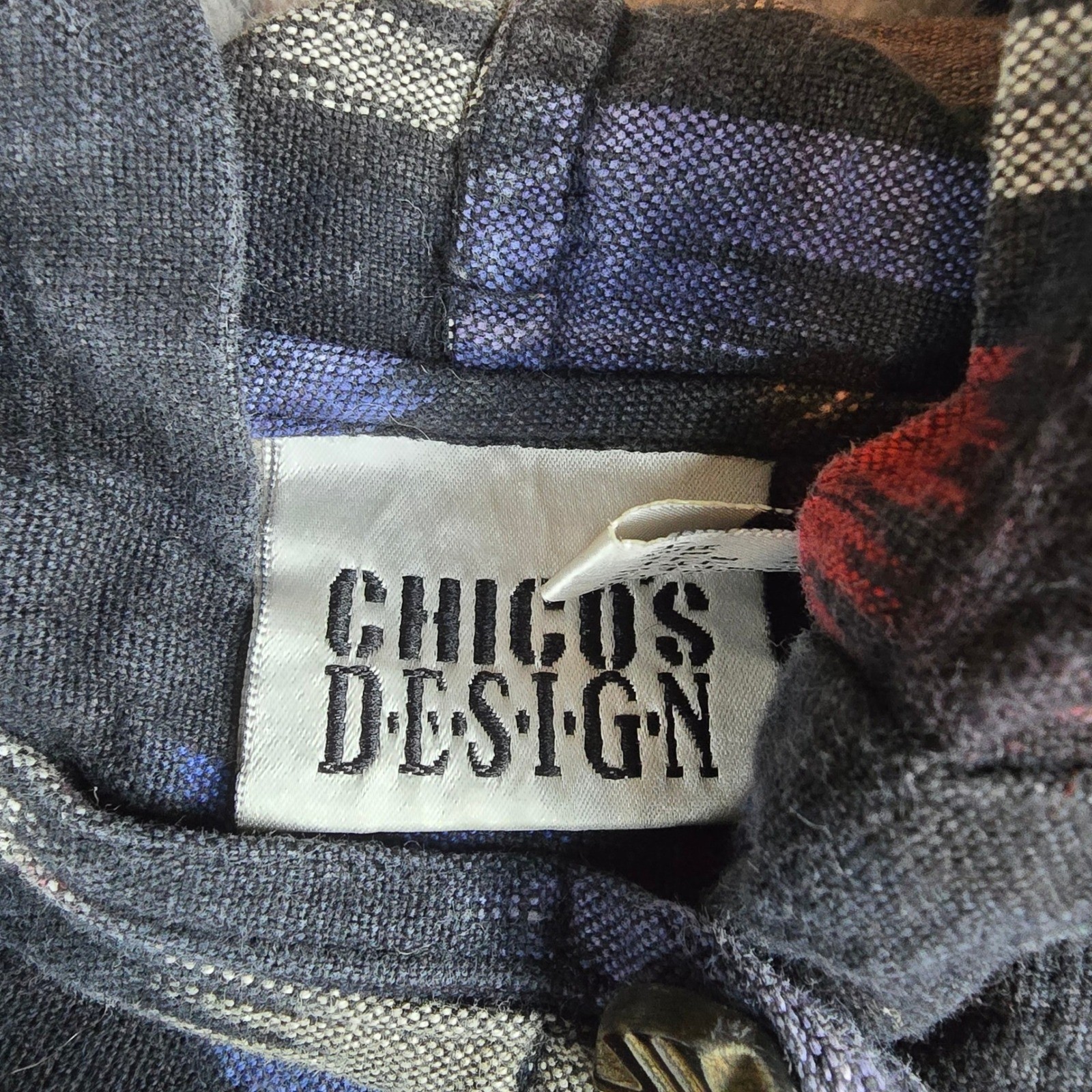 Vintage Chico’s Design Ikat Hooded Jacket Woven Tapestry Southwestern Size 1 M
